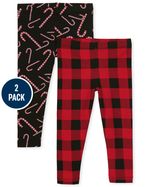 Pack de 2 calzas estampadas para niñas pequeñas