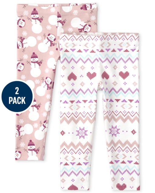 Pack de 2 calzas estampadas para niñas pequeñas