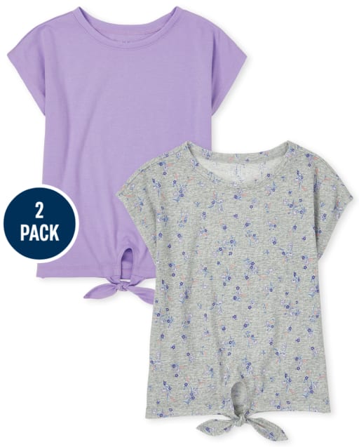 Girls Tie Front Tee Shirt 2-Pack
