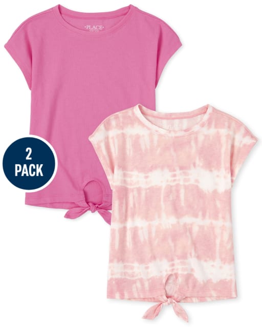 Lot de 2 t-shirts noués sur le devant pour filles