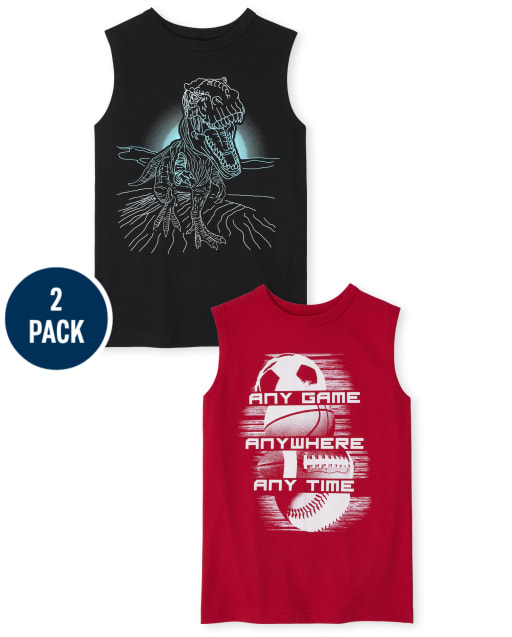 Pack de 2 camisetas sin mangas ajustadas con gráfico para niños