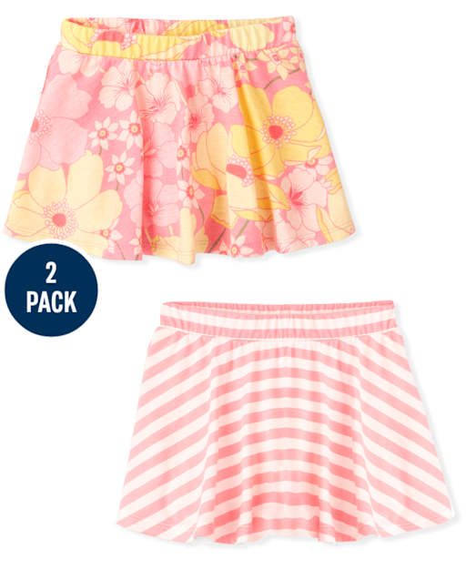 Toddler Girls Floral Striped Skort 2-Pack