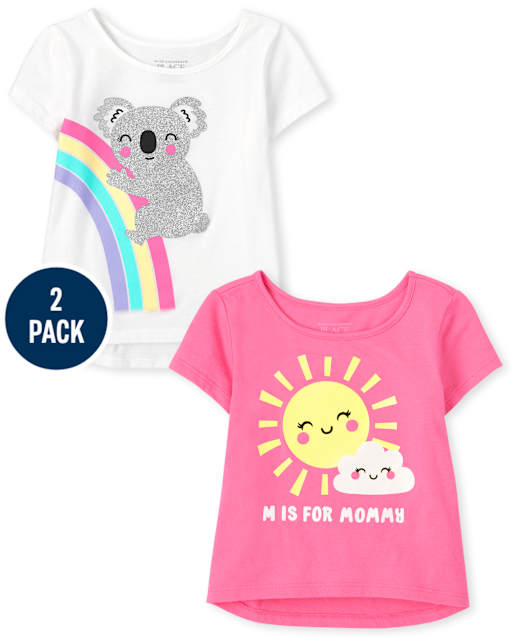Toddler Girls Graphic Tee Shirt 2-Pack