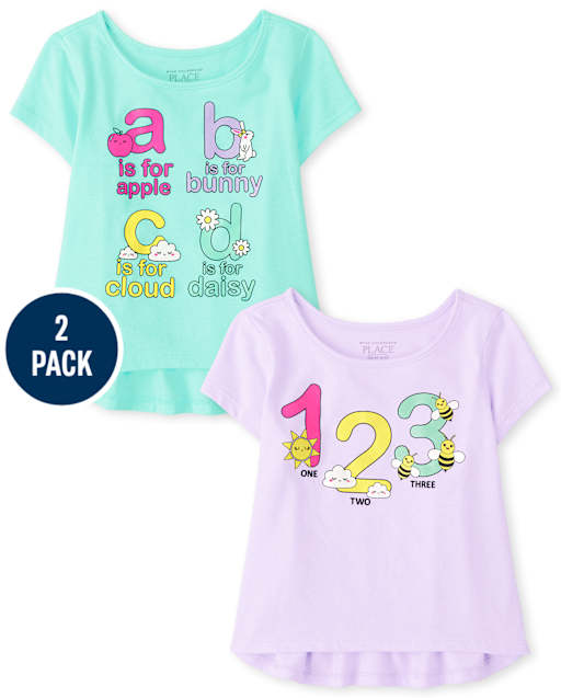 Toddler Girls Graphic Tee Shirt 2-Pack