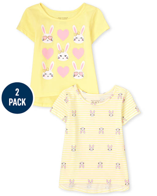 Baby And Toddler Girls Bunny Tee Shirt 2-Pack