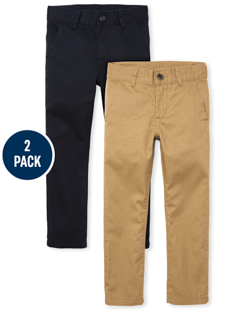 Lot de 2 pantalons chino droits extensibles en coton pour garçon