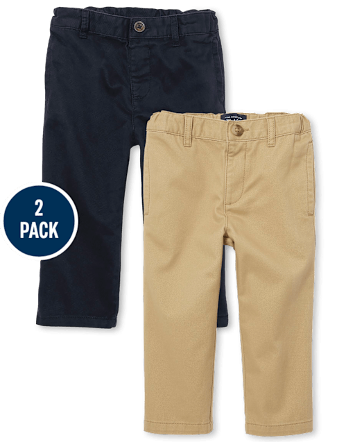 Baby And Toddler Boys Uniform Relaxed Straight Chino Pants 2-Pack