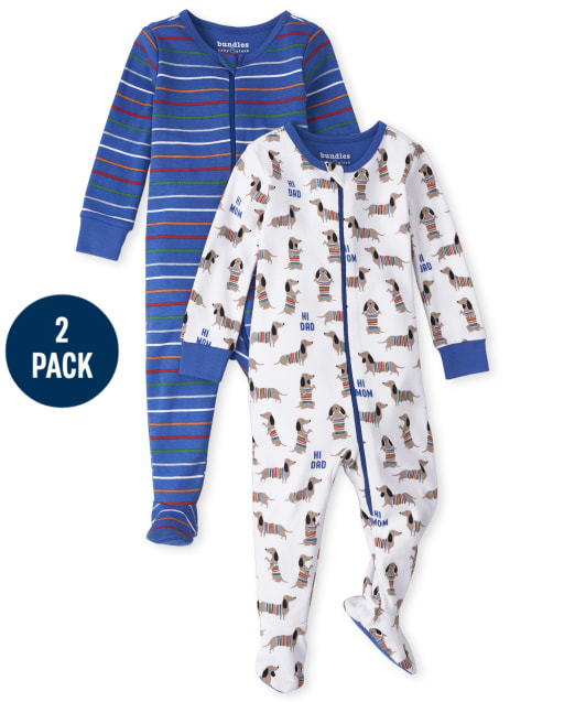 Baby And Toddler Boys Dog Snug Fit Cotton One Piece Pajamas 2-Pack