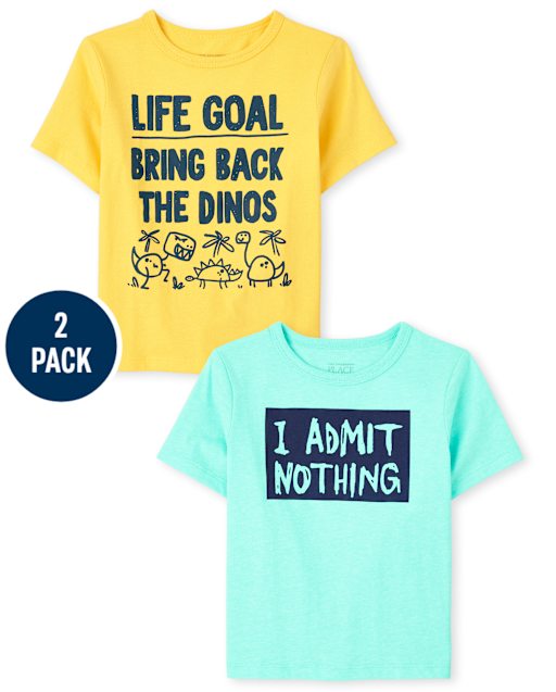 Paquete de 2 camisetas con estampado de humor para bebés y niños pequeños
