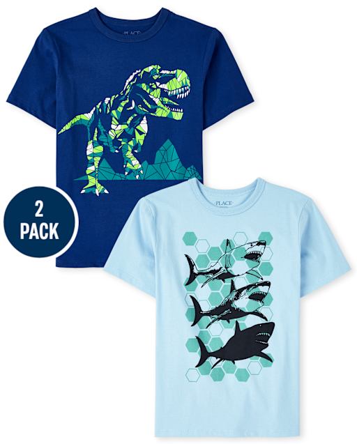 Paquete de 2 camisetas con gráfico de dinosaurio Dino para niños