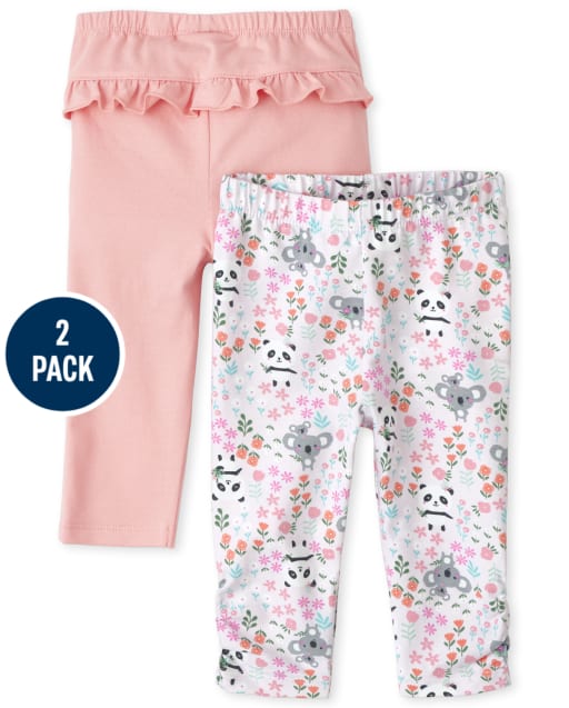 Baby Girls Panda Ruffle Leggings 2-Pack