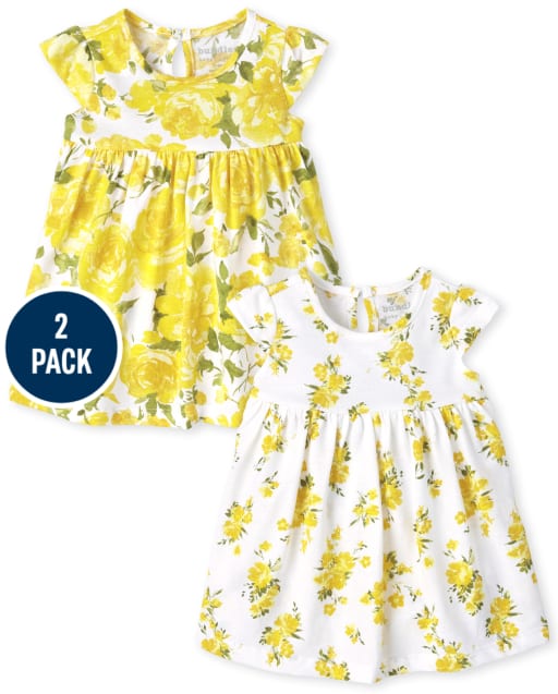 Lot de 2 robes body à fleurs pour bébé fille