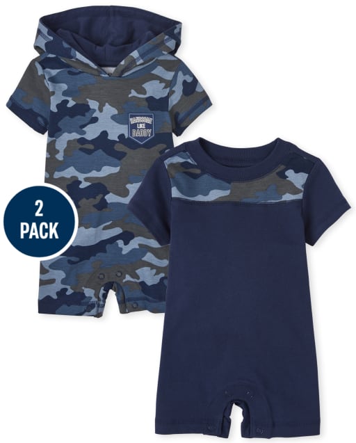 Pelele de camuflaje para bebé, paquete de 2