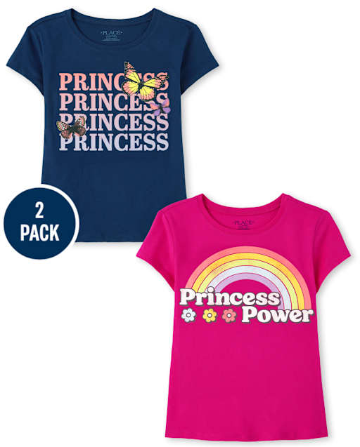 Lot de 2 t-shirts graphiques princesse pour filles