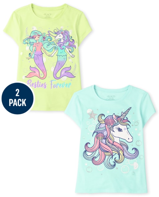 Camiseta con estampado Magical Besties para niñas, paquete de 2