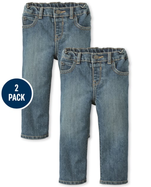 Paquete de 2 jeans básicos con corte de bota para bebés y niños pequeños