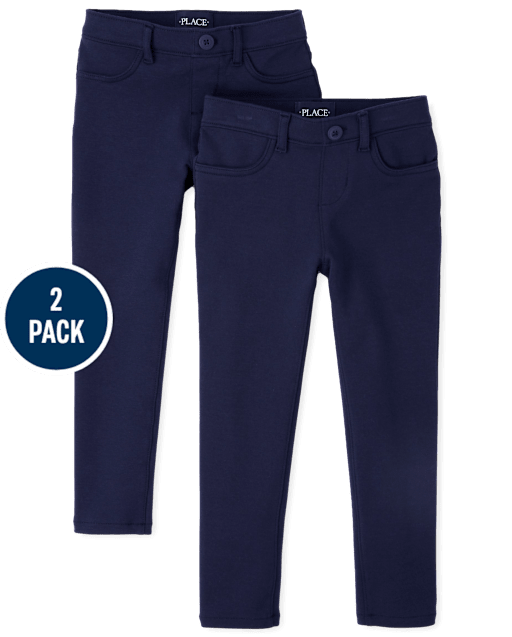 Girls Uniform Ponte Knit Pull On Jeggings 2-Pack - Plus