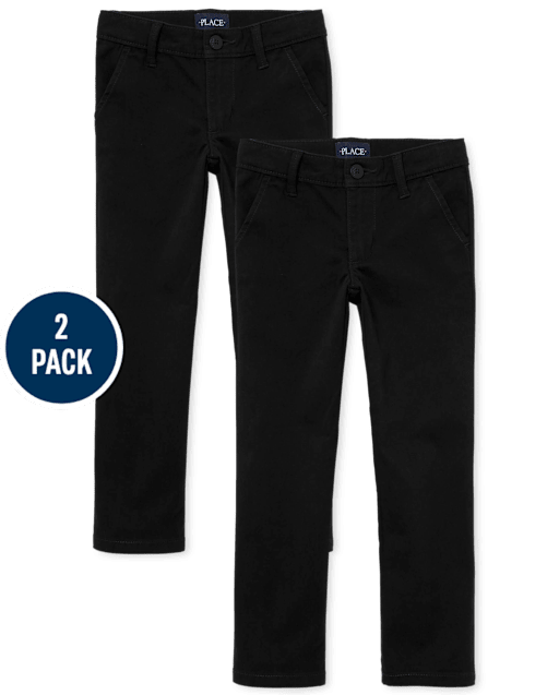 Girls Uniform Stretch Skinny Chino Pants 2-Pack - Slim