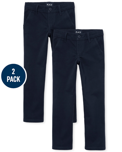 Girls Uniform Stretch Skinny Chino Pants 2-Pack - Slim