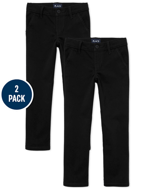 Girls Uniform Stretch Skinny Chino Pants 2-Pack - Plus