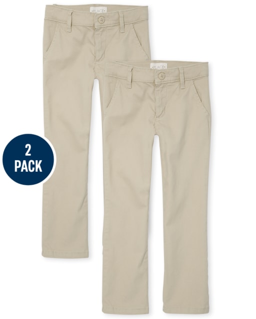 Girls Uniform Stretch Skinny Chino Pants 2-Pack