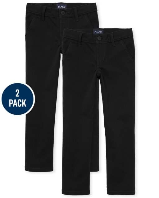 Girls Uniform Stretch Skinny Chino Pants 2-Pack