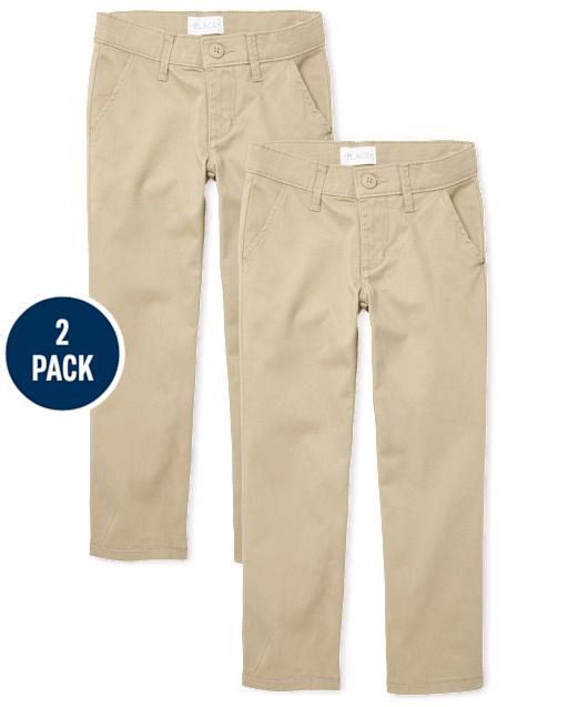 Girls Uniform Stretch Bootcut Chino Pants 2-Pack