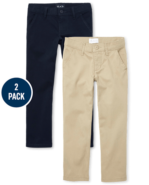 Girls Uniform Stretch Bootcut Chino Pants 2-Pack