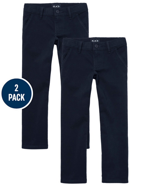 Lot de 2 pantalons chino bootcut extensibles pour filles - Slim