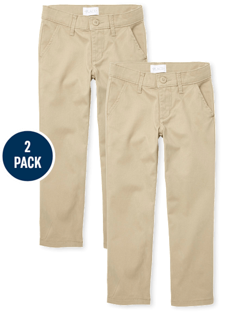 Paquete de 2 pantalones chinos elásticos con corte tipo bota para niña - Plus