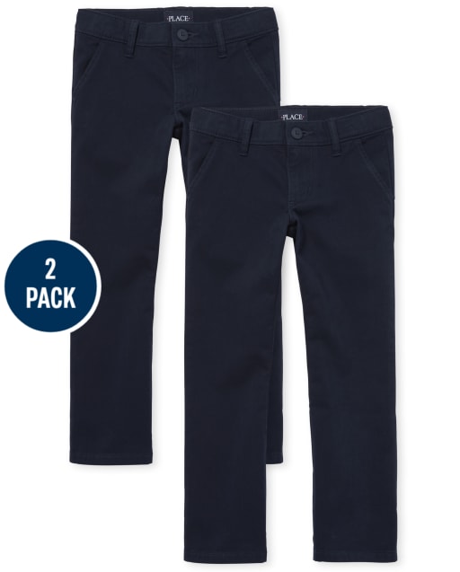 Girls Uniform Stretch Bootcut Chino Pants 2-Pack
