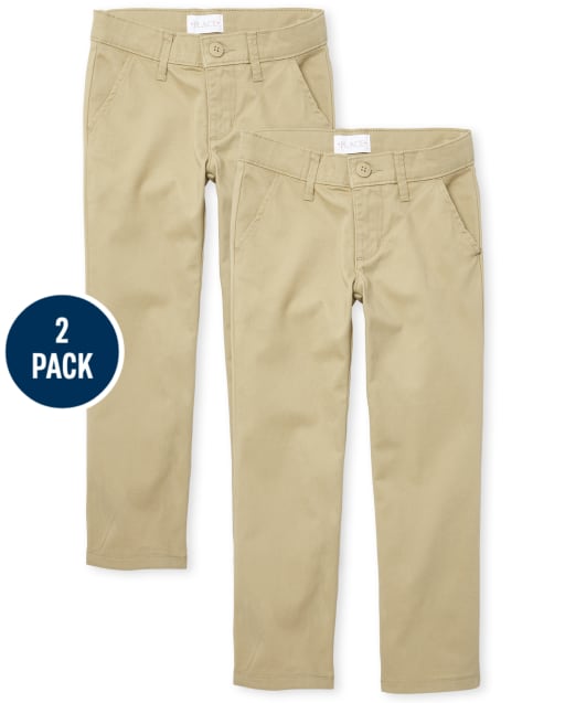 Paquete de 2 pantalones chinos con corte tipo bota de uniforme para niñas