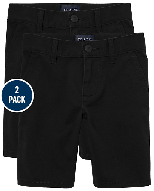 Paquete de 2 pantalones cortos chinos ajustados de uniforme para niñas