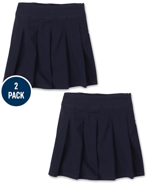 Girls Uniform Stretch Pleated Skort 2-Pack - Slim