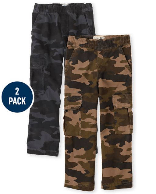 Ensemble de 2 pantalons cargo camouflage à enfiler pour garçon
