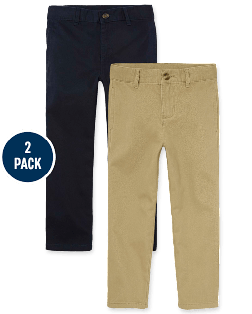 Lot de 2 pantalons chino droits extensibles pour garçon