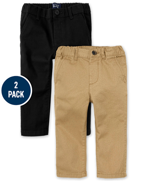 Baby And Toddler Boys Uniform Stretch Straight Chino Pants 2-Pack