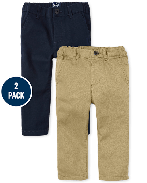 Baby And Toddler Boys Uniform Stretch Straight Chino Pants 2-Pack