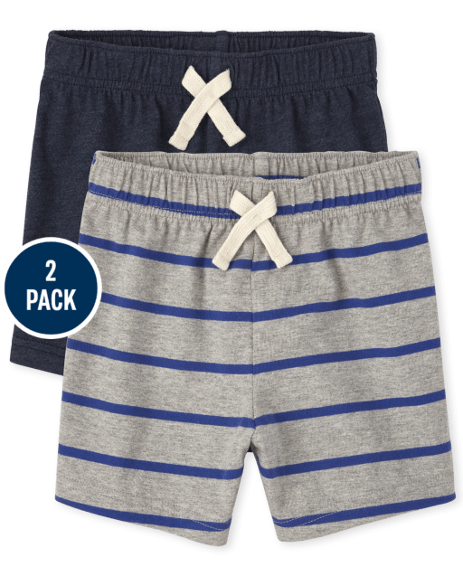Pack de 2 pantalones cortos a rayas para niños pequeños