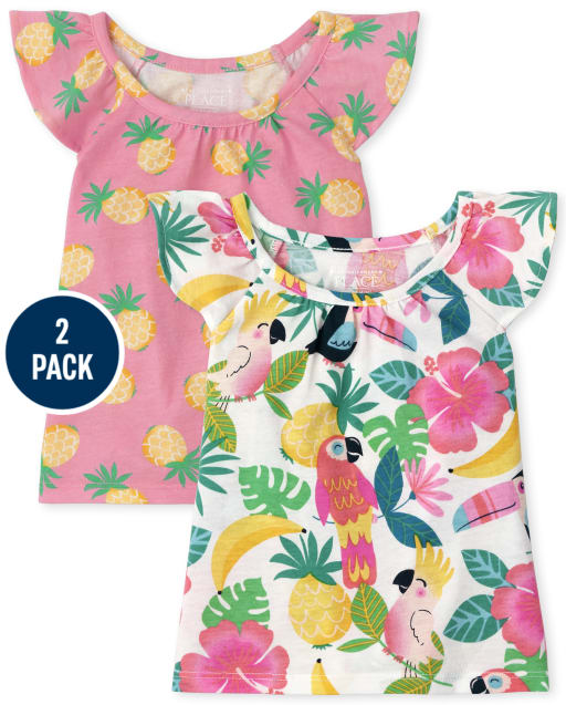 Toddler Girls Print Ruffle Tank Top 2-Pack