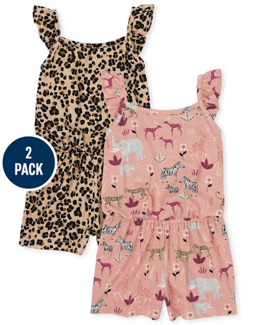 Ensemble de 2 barboteuses à volants pour toute-petite fille