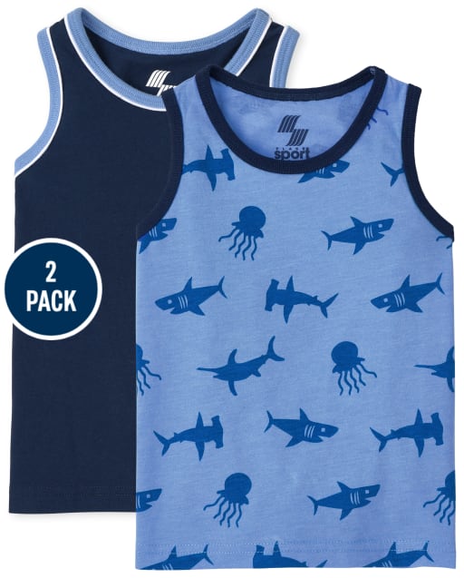 Paquete de 2 camisetas sin mangas Ocean para niños pequeños