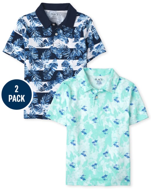 Boys Print Jersey Polo 2-Pack