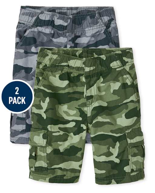 Boys Camo Pull On Cargo Shorts 2-Pack
