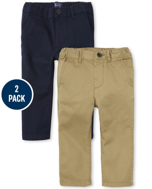 Baby And Toddler Boys Uniform Stretch Straight Chino Pants 2-Pack