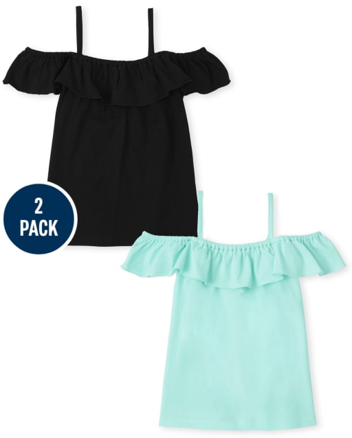 Girls Ruffle Off Shoulder Top 2-Pack