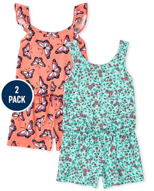 Girls Print Romper 2-Pack