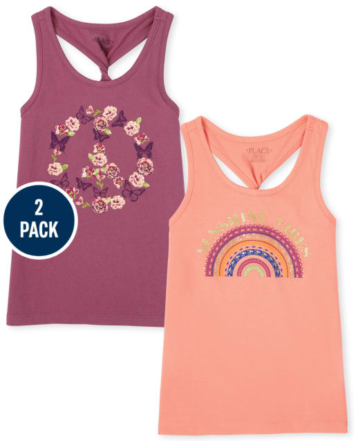 Girls Twist Back Tank Top 2-Pack