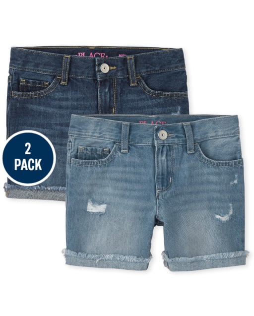 Paquete de 2 pantalones cortos vaqueros midi para niña