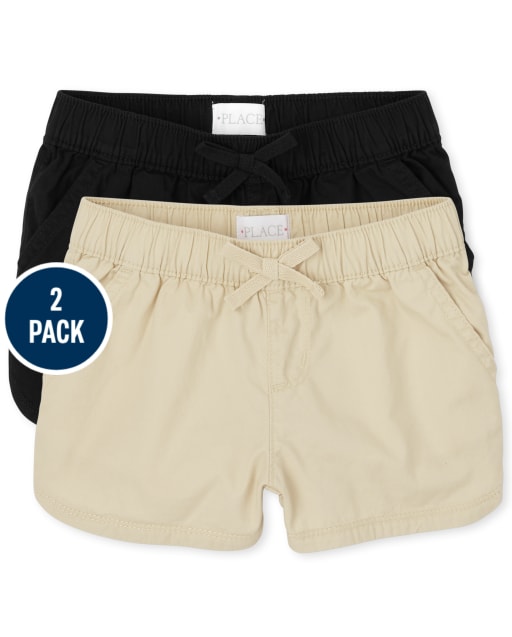 Shorts de sarga para niñas, paquete de 2